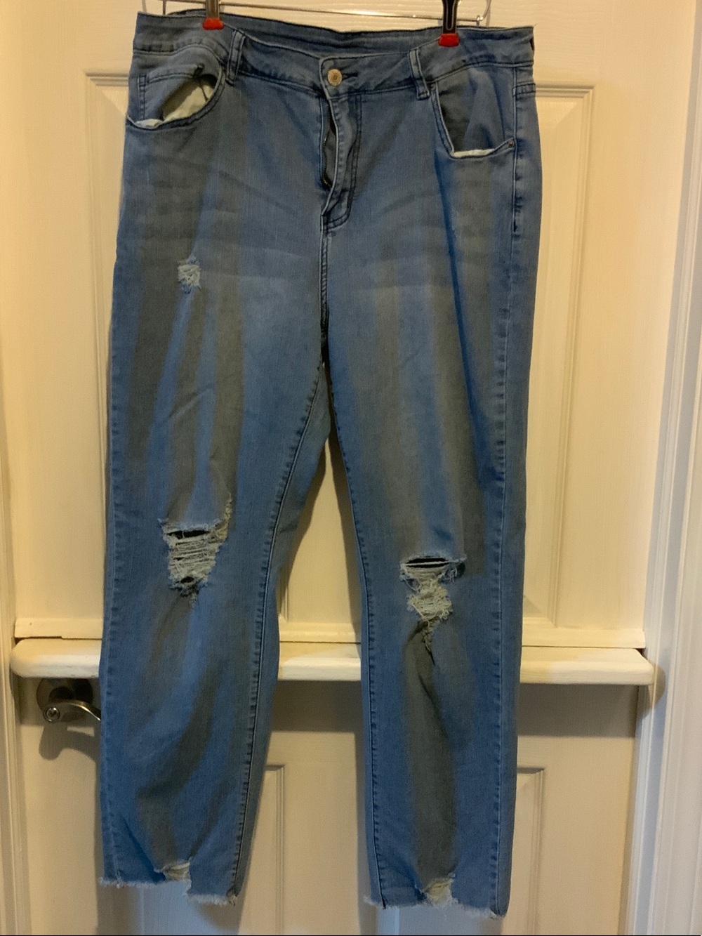 Classic High-Rise Distressed Women's Jeans - Light Blue